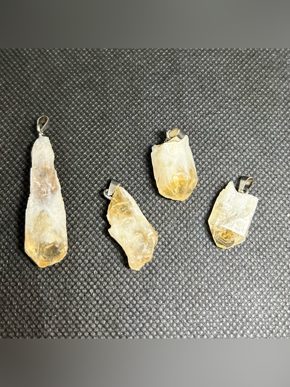 4 Raw Citrine Crystal Pendants  - Yellow Gemstone Jewelry